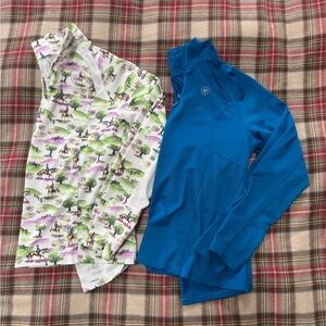 Ariat Blue Performance 1/4 zip and Ariat scenic pattern 1/4 zip